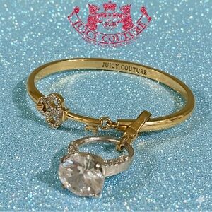 Juicy Couture Gold Bracelet with Key and Crystal Ring Charm